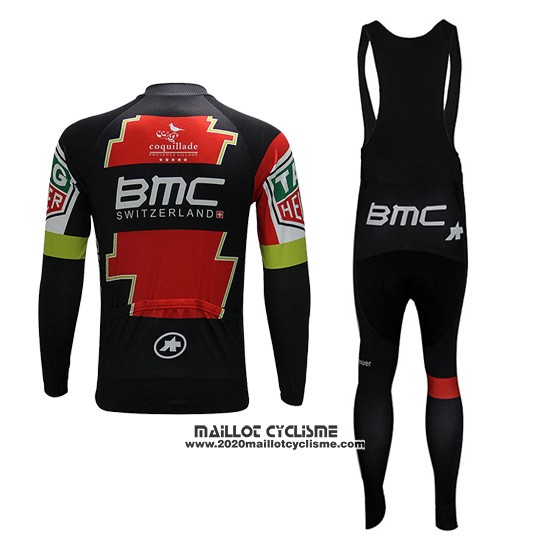 2017 Maillot Ciclismo BMC Rouge et Vert Manches Longues et Cuissard